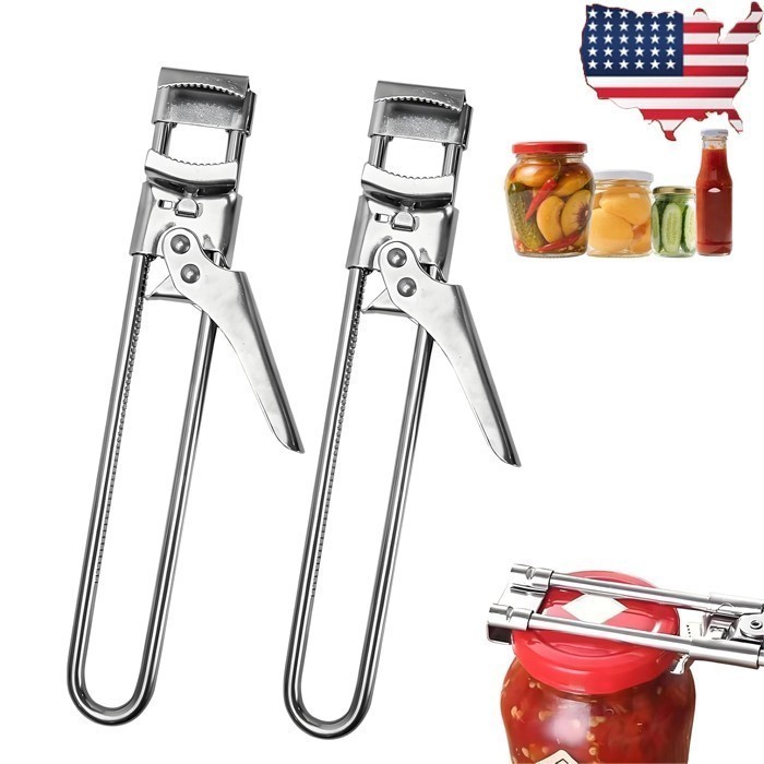 2PC Adjustable Jar & Bottle Opener Set, Stainless Steel Lid Gripper +/%%##
