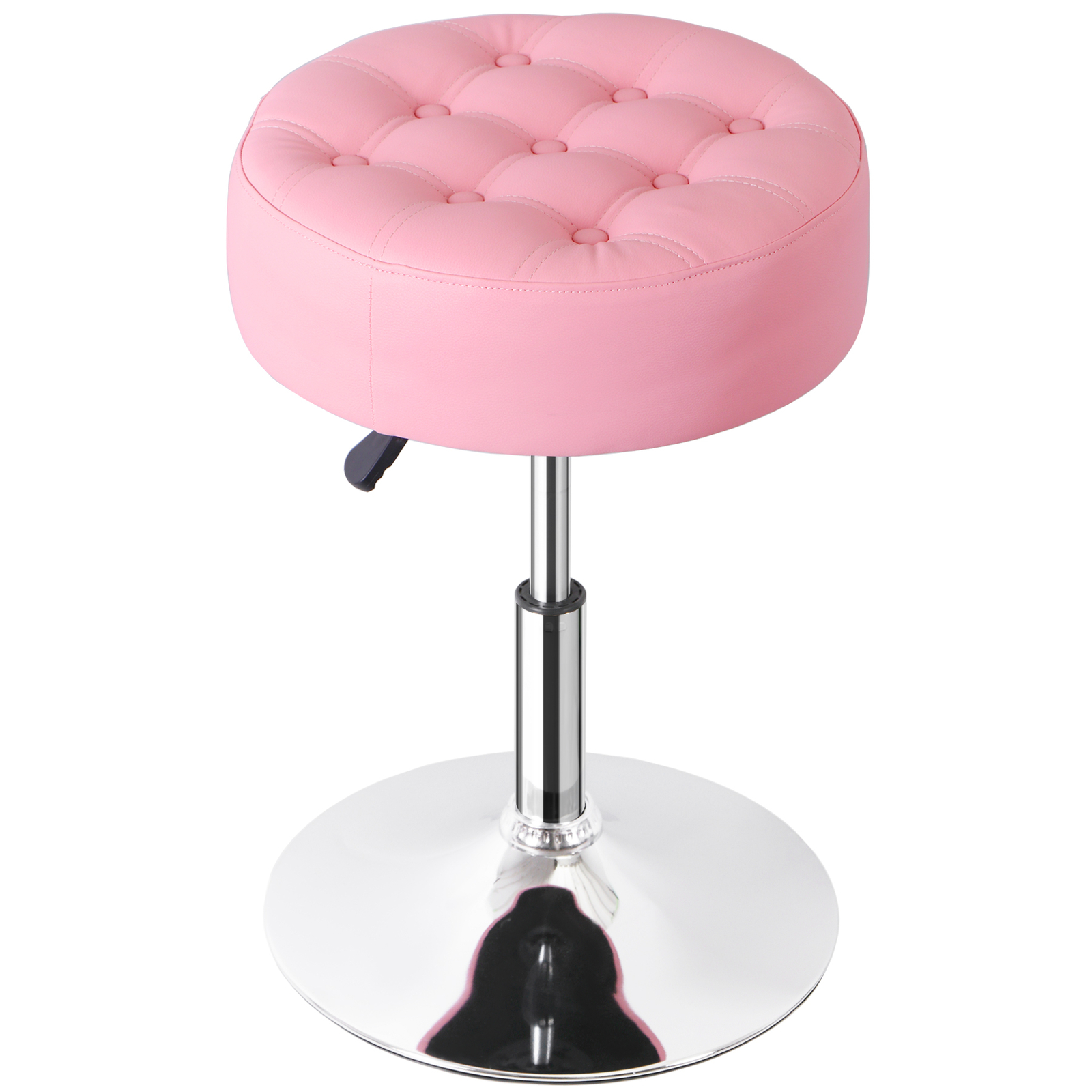 2 PCS Pink Vanity stool for Makeup Room Adjustable Height PU Leather Bar Stool