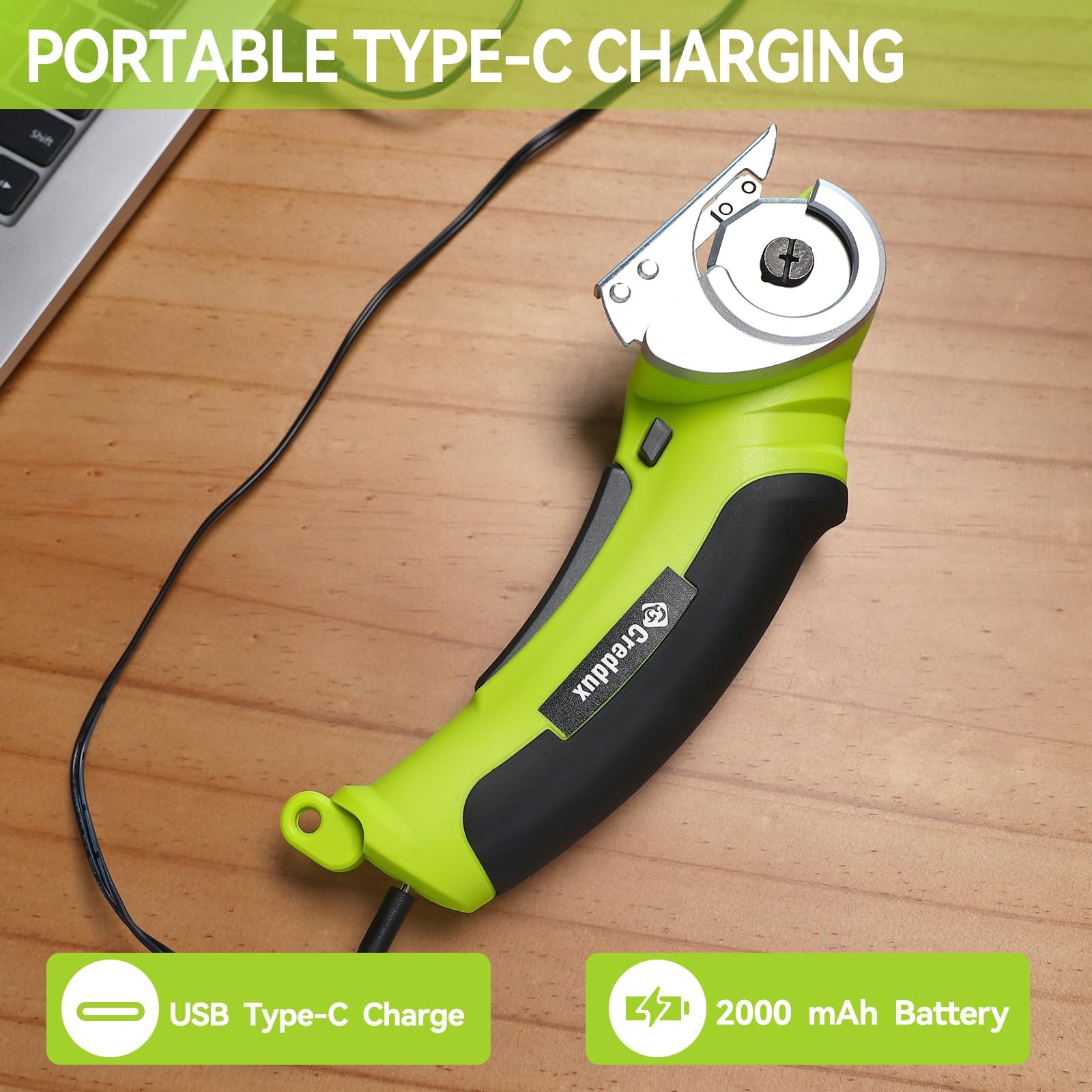 Creddux Cordless Electric Scissors, 4.2V Cardboard Cutter Tool for Green