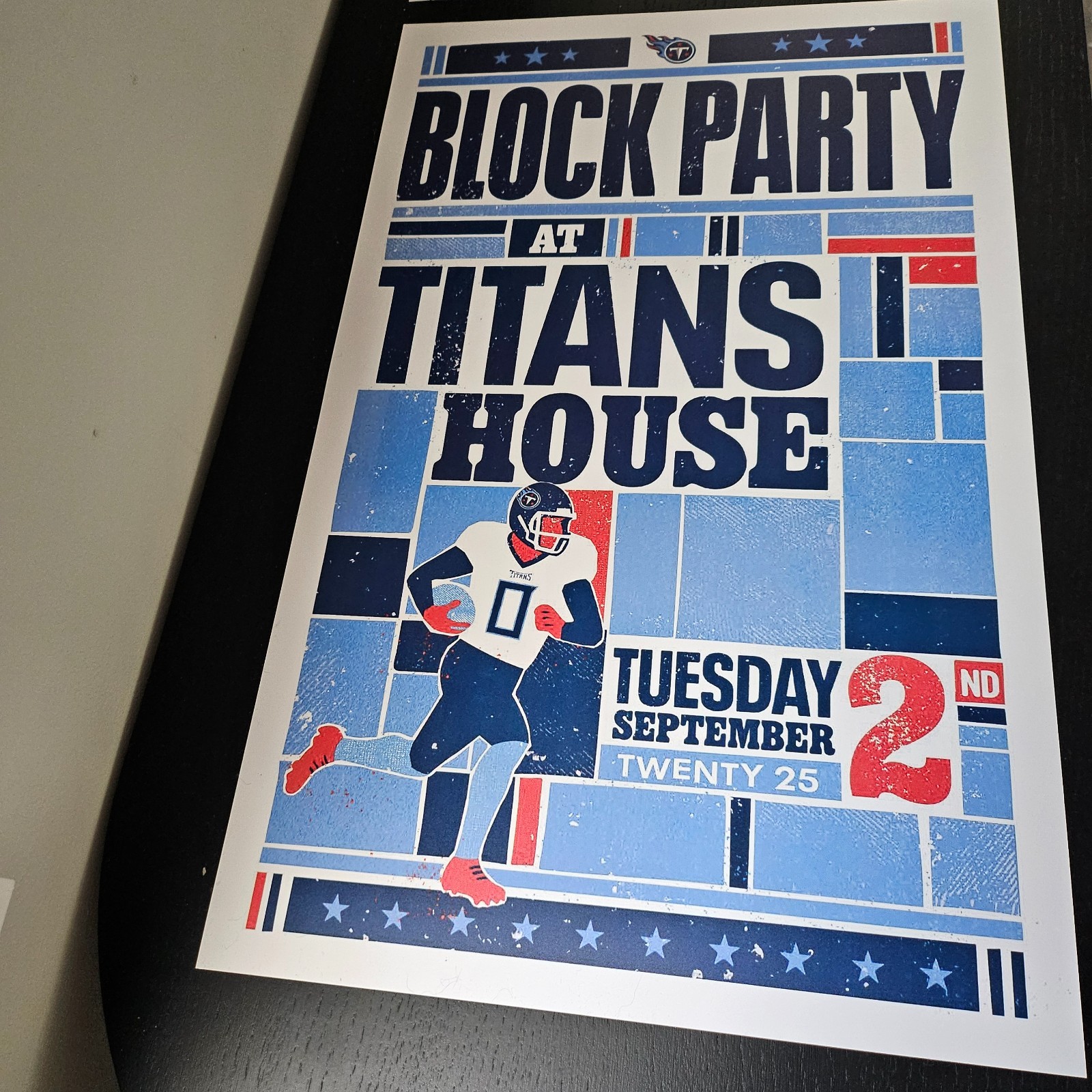Tennessee Titans NFL limited edition Block Party Poster 22”x14" Hatch Print 2025
