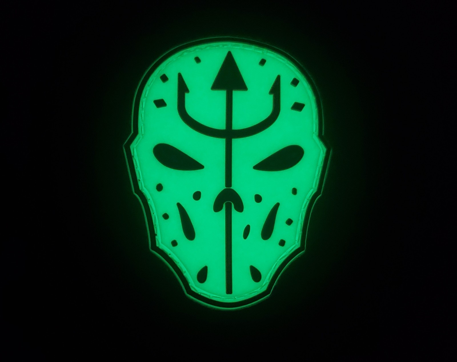 US Navy Seal Team 6 Trident Hockey Mask GITD PVC Morale Patch Hook & Loop Jason