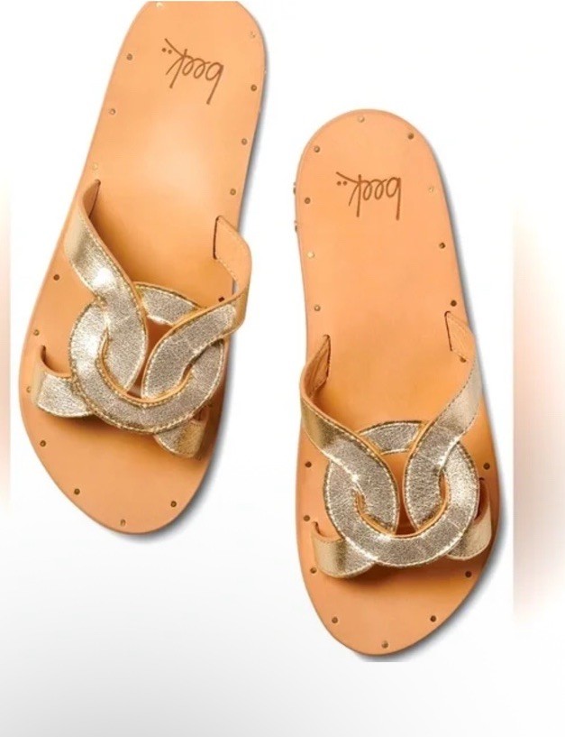 BEEK Batis Flat Sandals Platinum Leather Sz 9