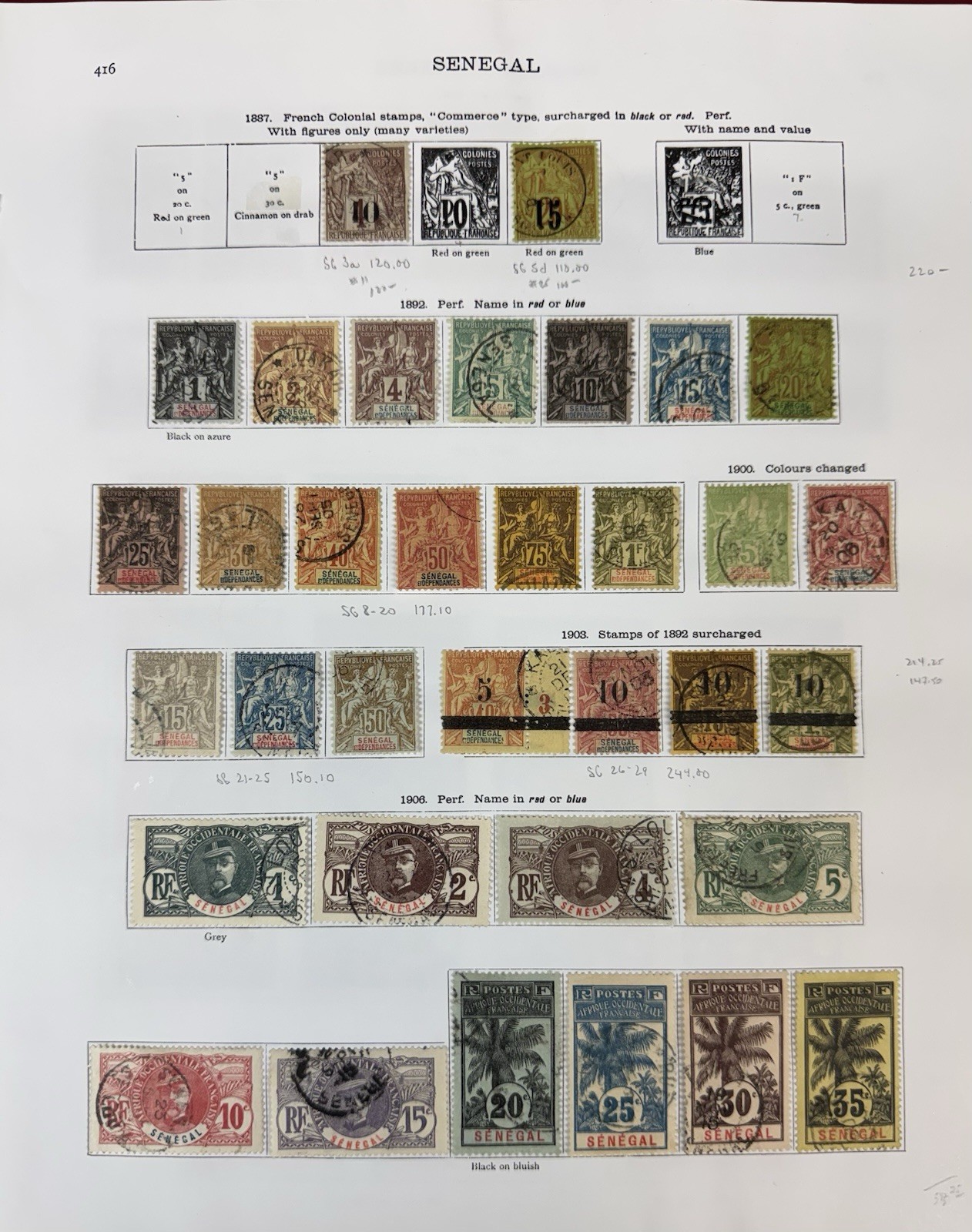Senegal, 1887-1935, Very Strong Used Collection of 146 Diff., Scott Cat. $864.45