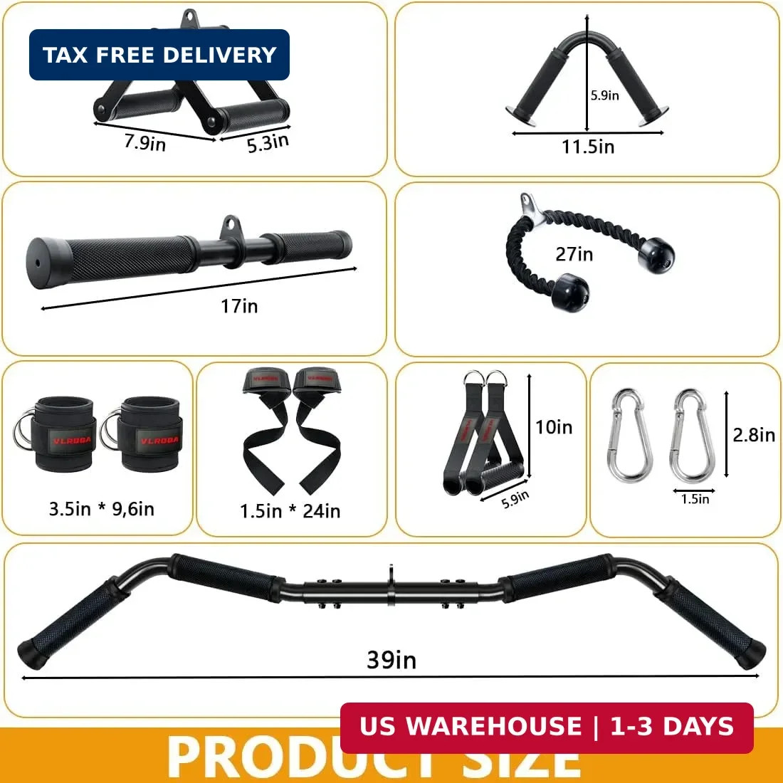 Cable Attachments for Gym,Cable Machine Accessories for Home Gym, Triceps Pull D