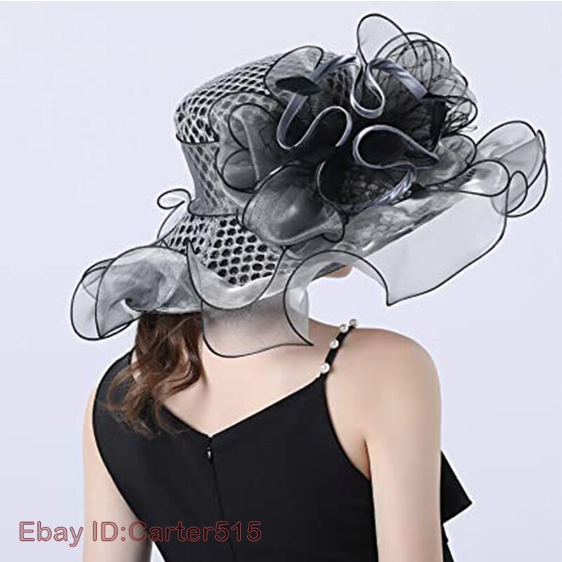 Wide Brim Derby Hat Flounce Cocktail Tea Party Bridal Wedding Dress Formal Hats