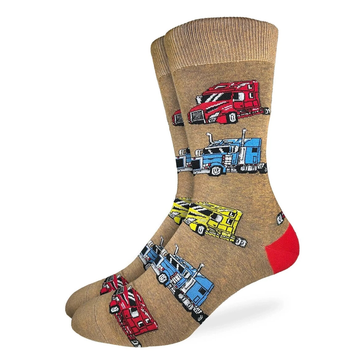 Semi-Trucks Men's Crew Socks Big & Tall 13-17 Good Luck Novelty Fashion New