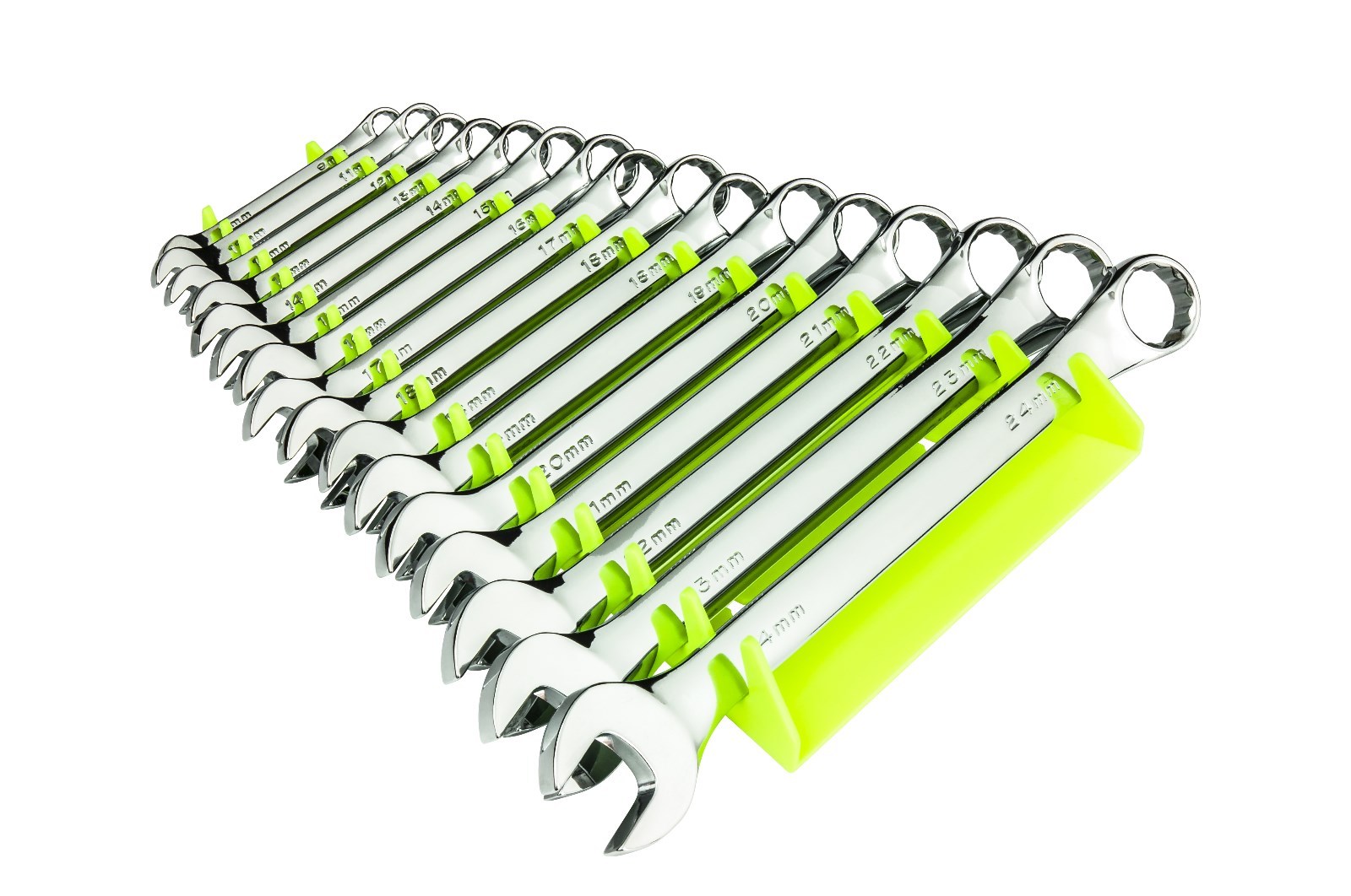 Ernst 5162HV Wrench Organizer Tray Holds 16 Wrench Hi-Viz Yellow Reverse Facing