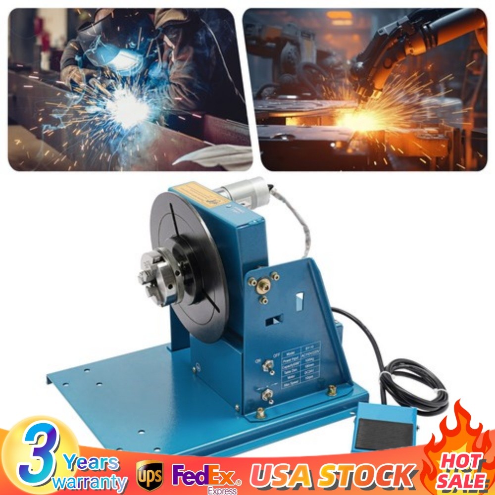 Rotary Welding Positioner 0-90° Positioning Turntable Table 10rpm 3 Jaw chuck