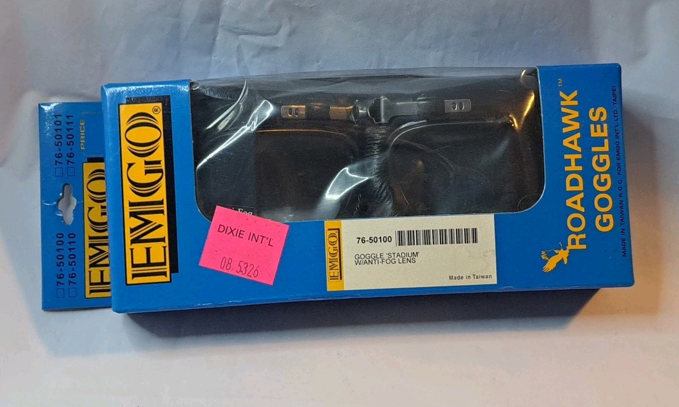 EMGO 76-50100 Roadhawk Flyer Goggles Smoke Tinted Split Lens Anti-Fog In Box