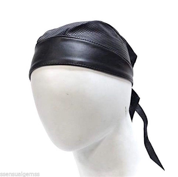 Genuine Leather Skull Cap Tie Back Motorcycle Biker Bandana Attire Breathable