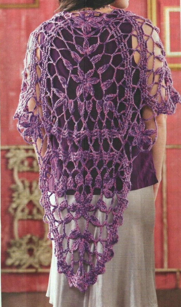 JOLENE SHAWL WRAP WOMEN'S CROCHET PATTERN INSTRUCTIONS