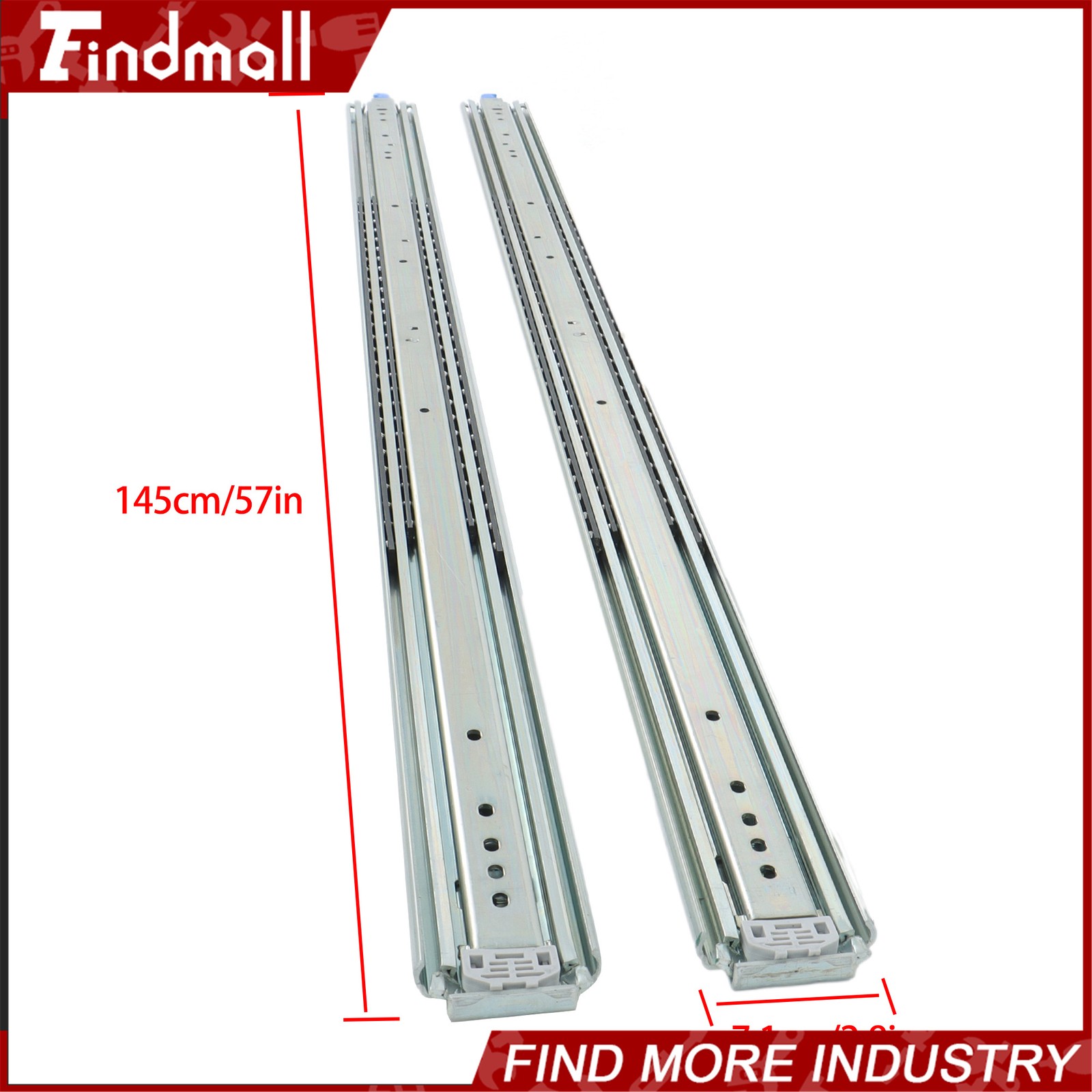 Findmall Heavy Duty 56" Drawer Slides w/Lock 500lb - Full Extension Ball Bearing
