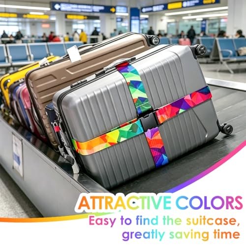 4 Pack Luggage Straps for Suitcases Adjustable Colorful Geometry(4 Pack)