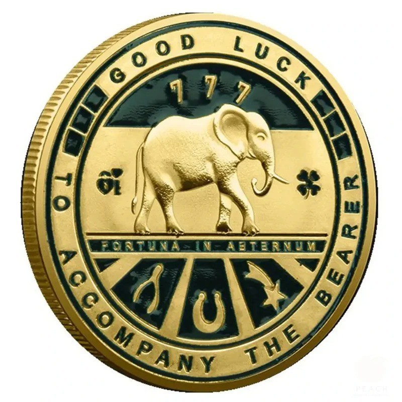 Four Leaf Clover Commemorative Coin 4cm Metal Souvenir w/ Case
