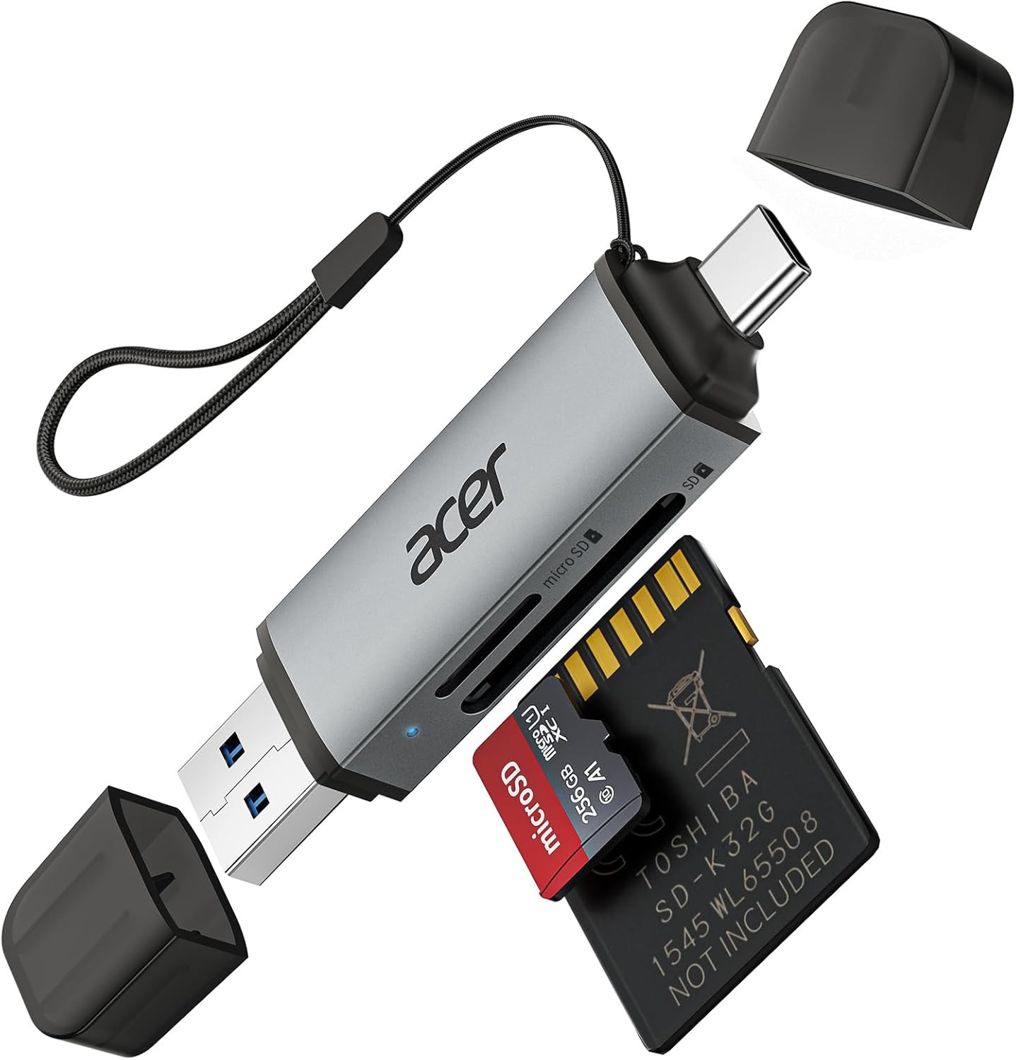 Acer SD Card Reader USB C, Dual Slots USB 3.0 Type C to Micro SD Card Adapter, M