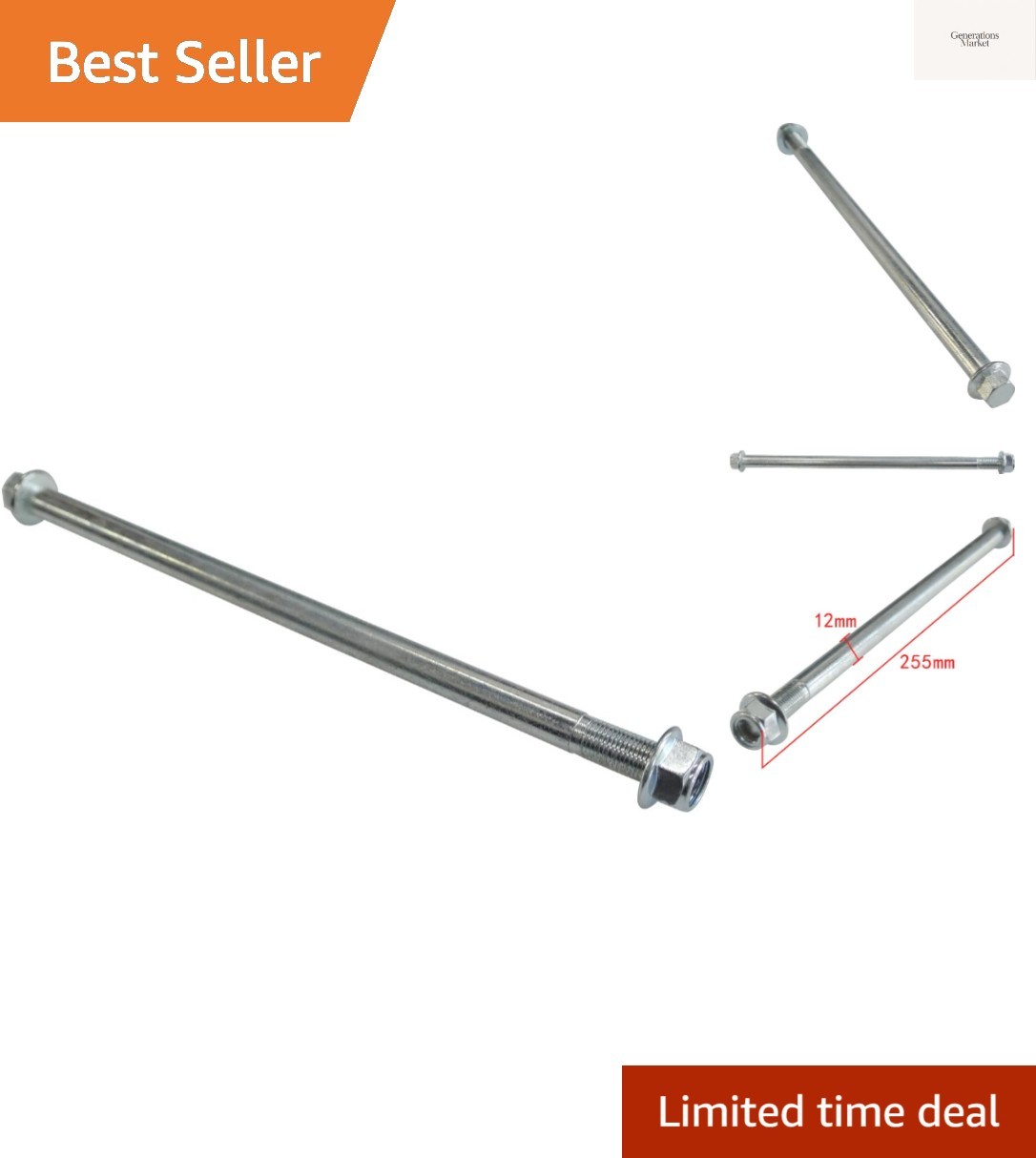 0.47'' 12mm 10'' 255mm Front Rear Axle Fit PIT PRO Trail Dirt Bike QUAD ATV 5...