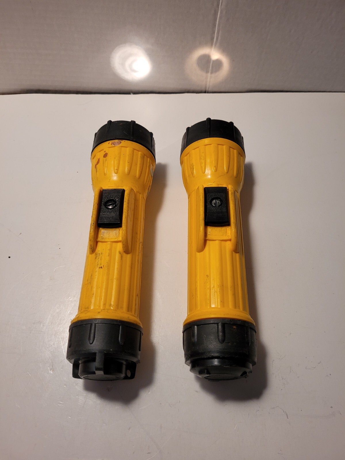 Lot of 2 Industrial 2D Yellow and Black Heavy Duty Industrial Flashlights