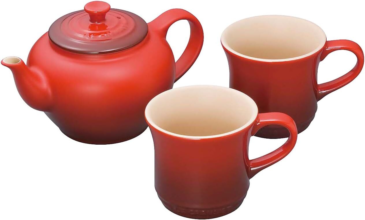 Le Creuset Tea Set Tea Pot & Mug (SS) Set Cherry Red Heat -resistant cold m