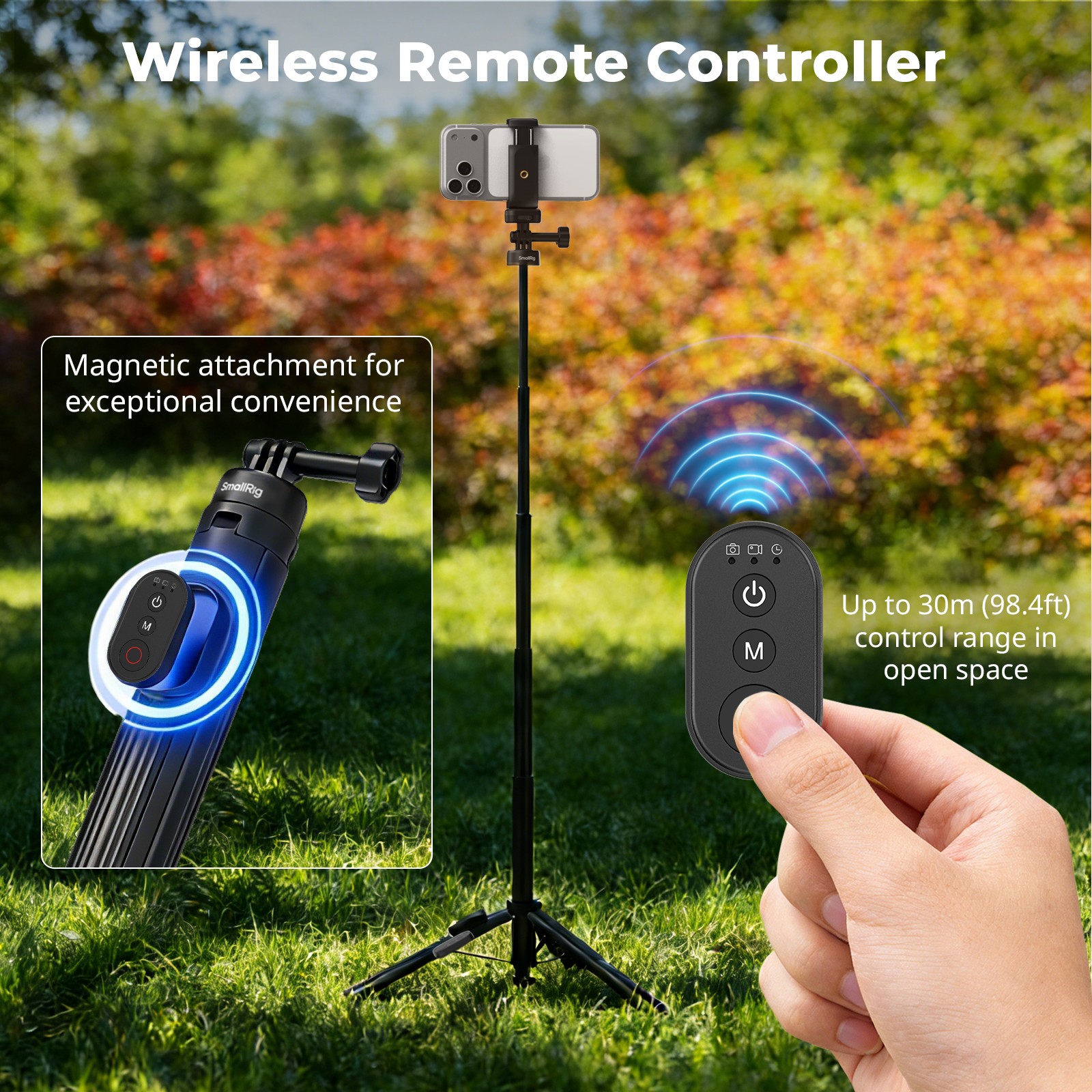 SmallRig 59" Selfie Stick Tripod with Remote Extendable Tripod Stand for DJI