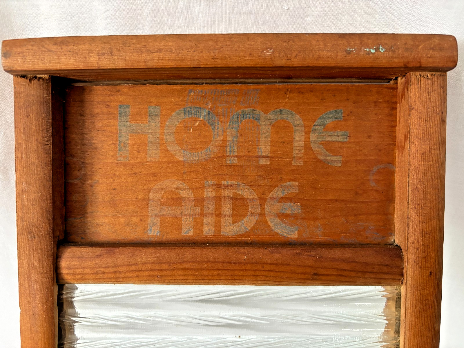 Vintage Home Aide Wood Washboard Glass Ribs Columbus Washboard Co. "Travel Size"