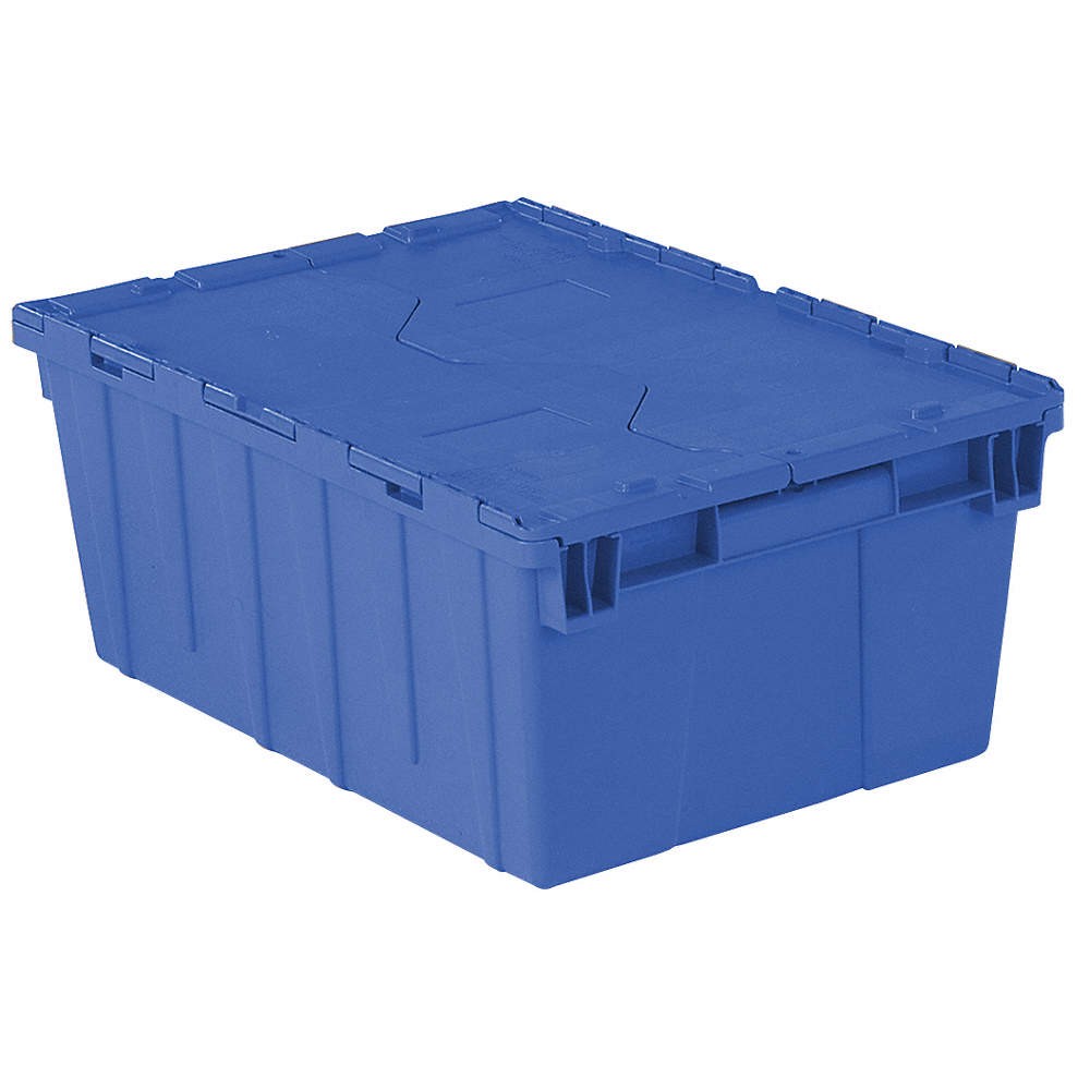 ORBIS FP143 DARK BLUE Attached Lid Container,Blue,Solid,HDPE 49K916
