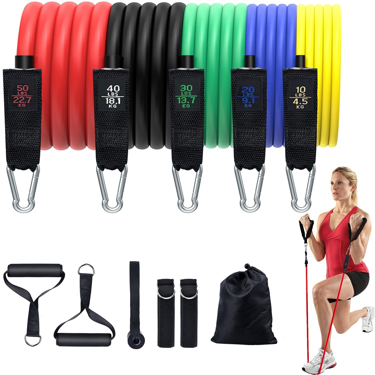 Resistance Bands, Exercise Bands Set with Handles, Work Out Bands with Door A...