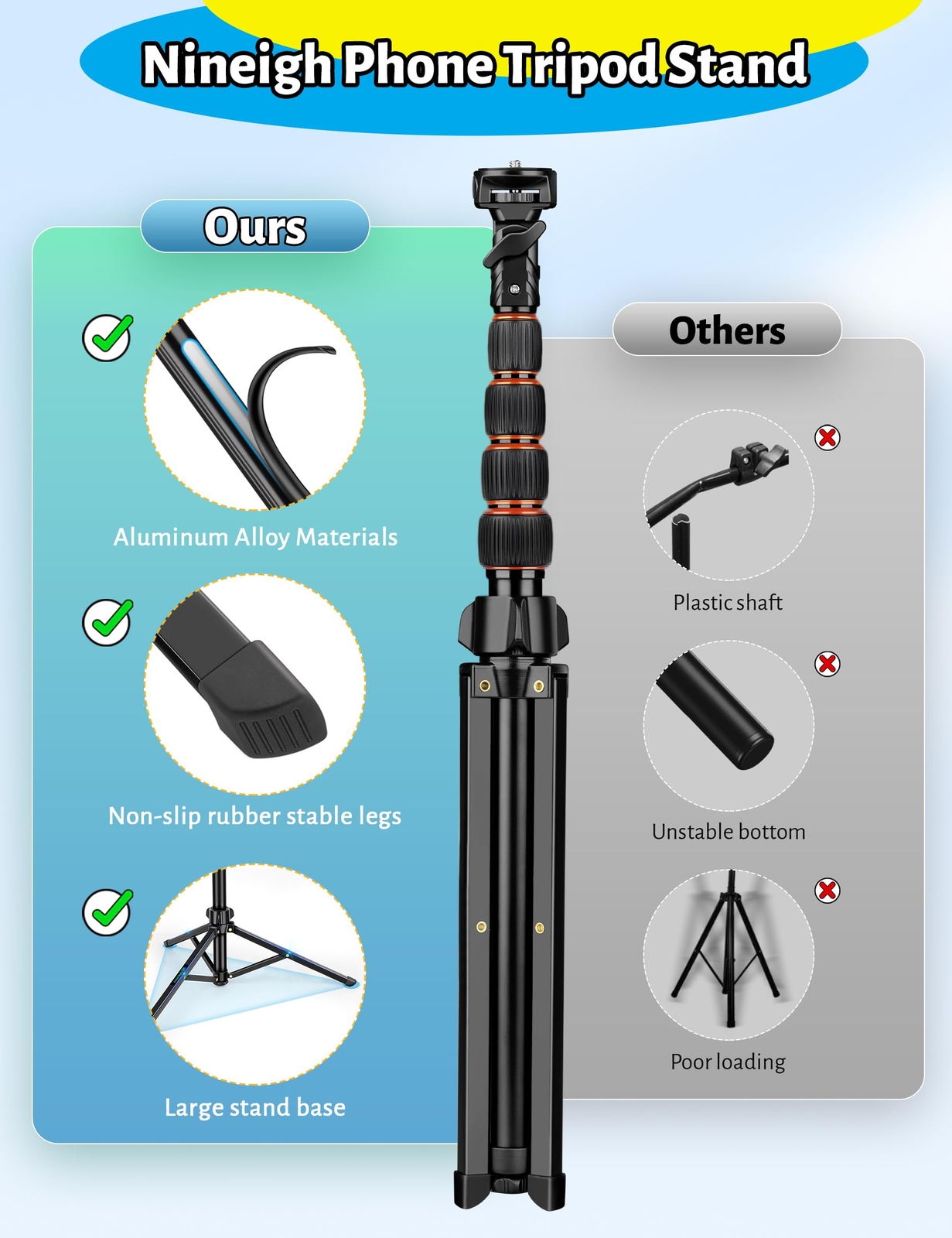 Cell Phone Tripod Stand for Travel Video Recording Vlog with Remote Control