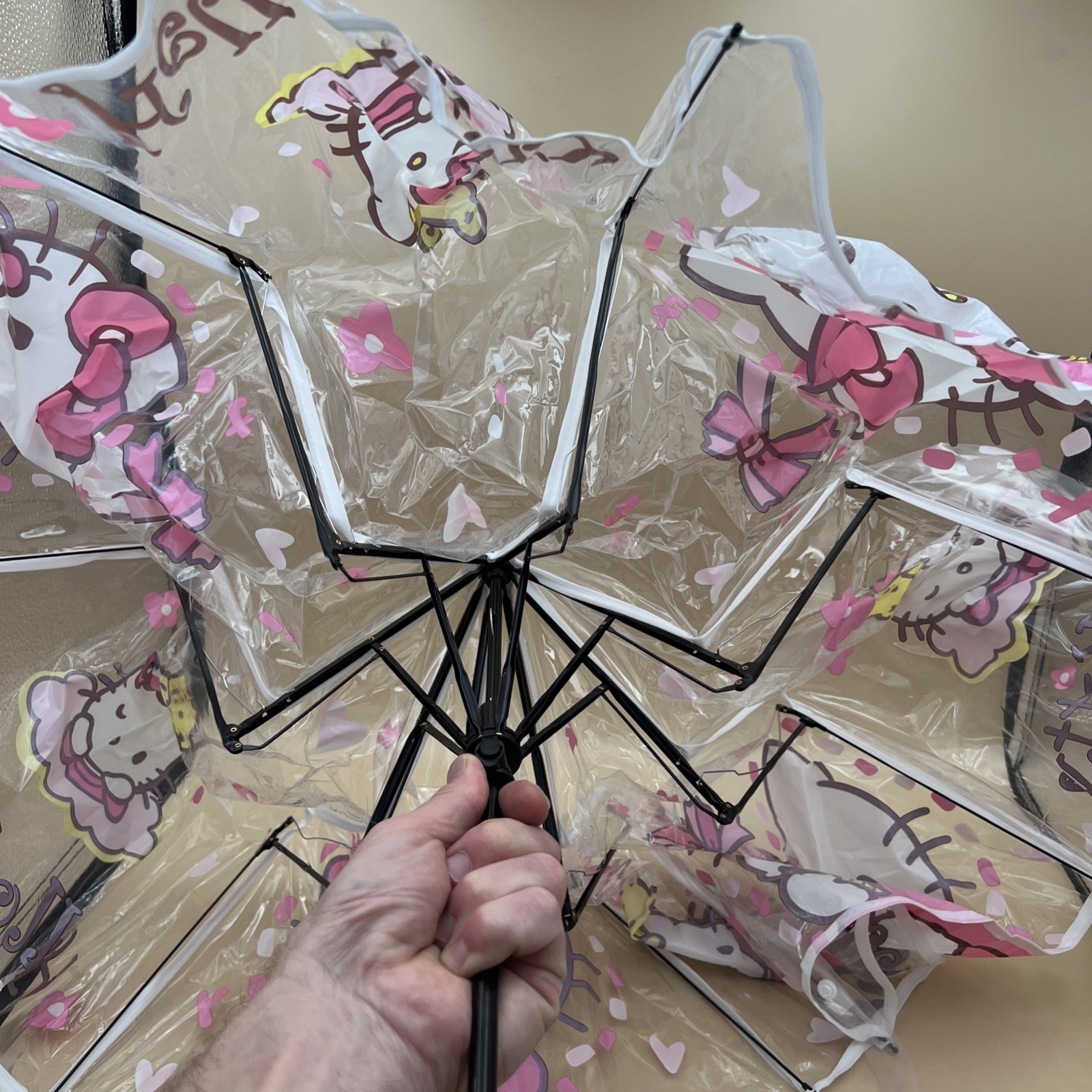 Hello Kitty Kids Umbrella Clear Pink With Handle
