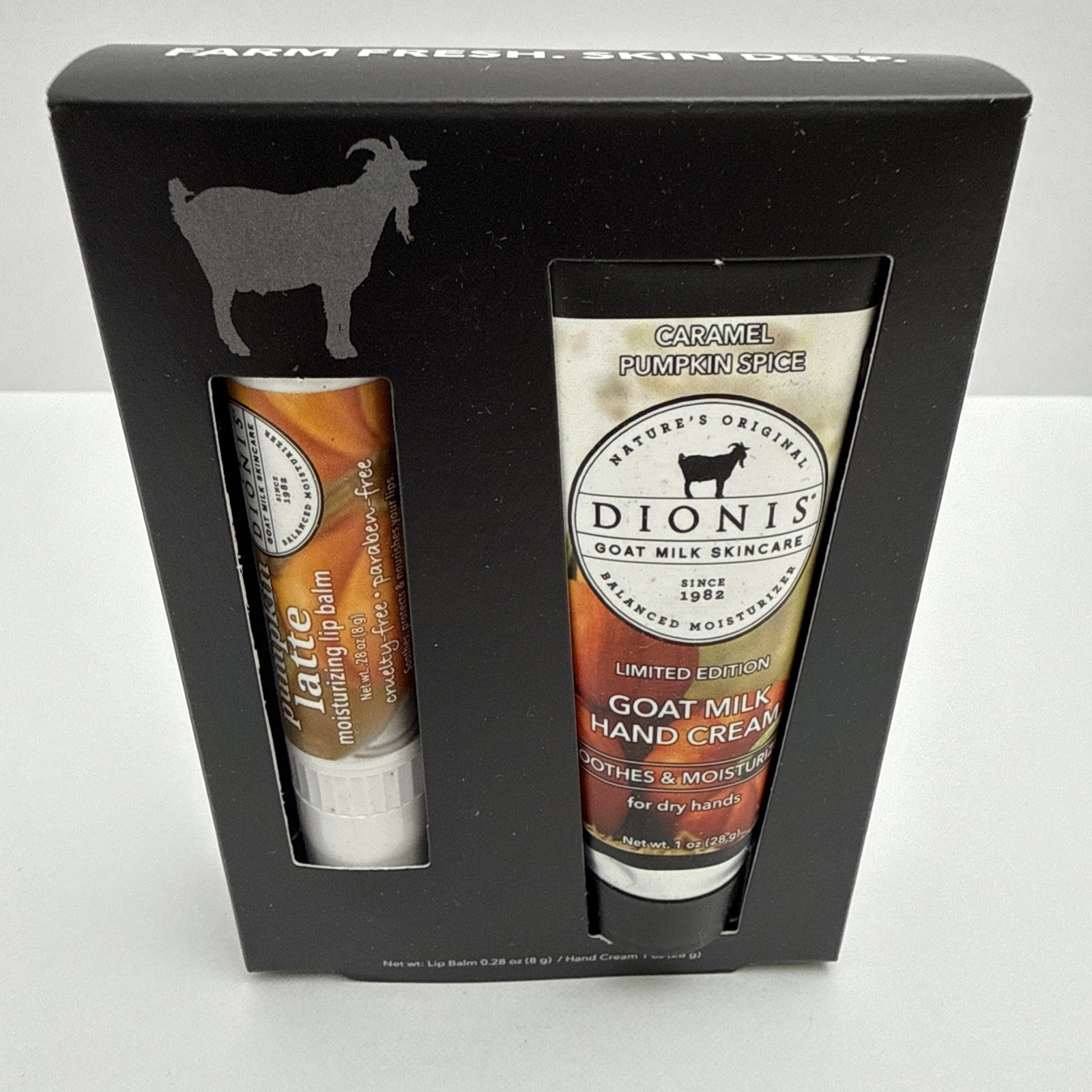 Dionis Goat Milk Skincare Caramel Pumpkin Spice Hand Cream & Pumpkin Lip Balm