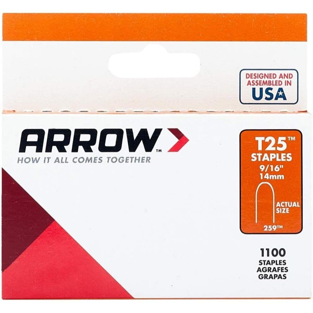 T25 Arrow Staples 9/16" (14mm) (Pack of 1000) metallic