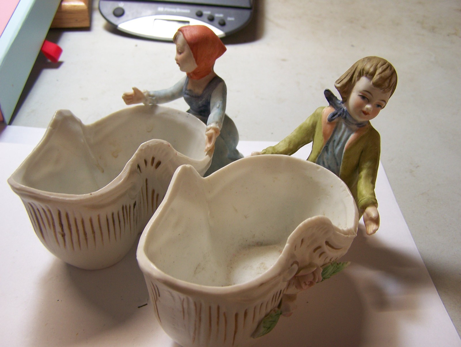 2 Vintage Planters Boy & Girl - "Item # 3035B" on bottom