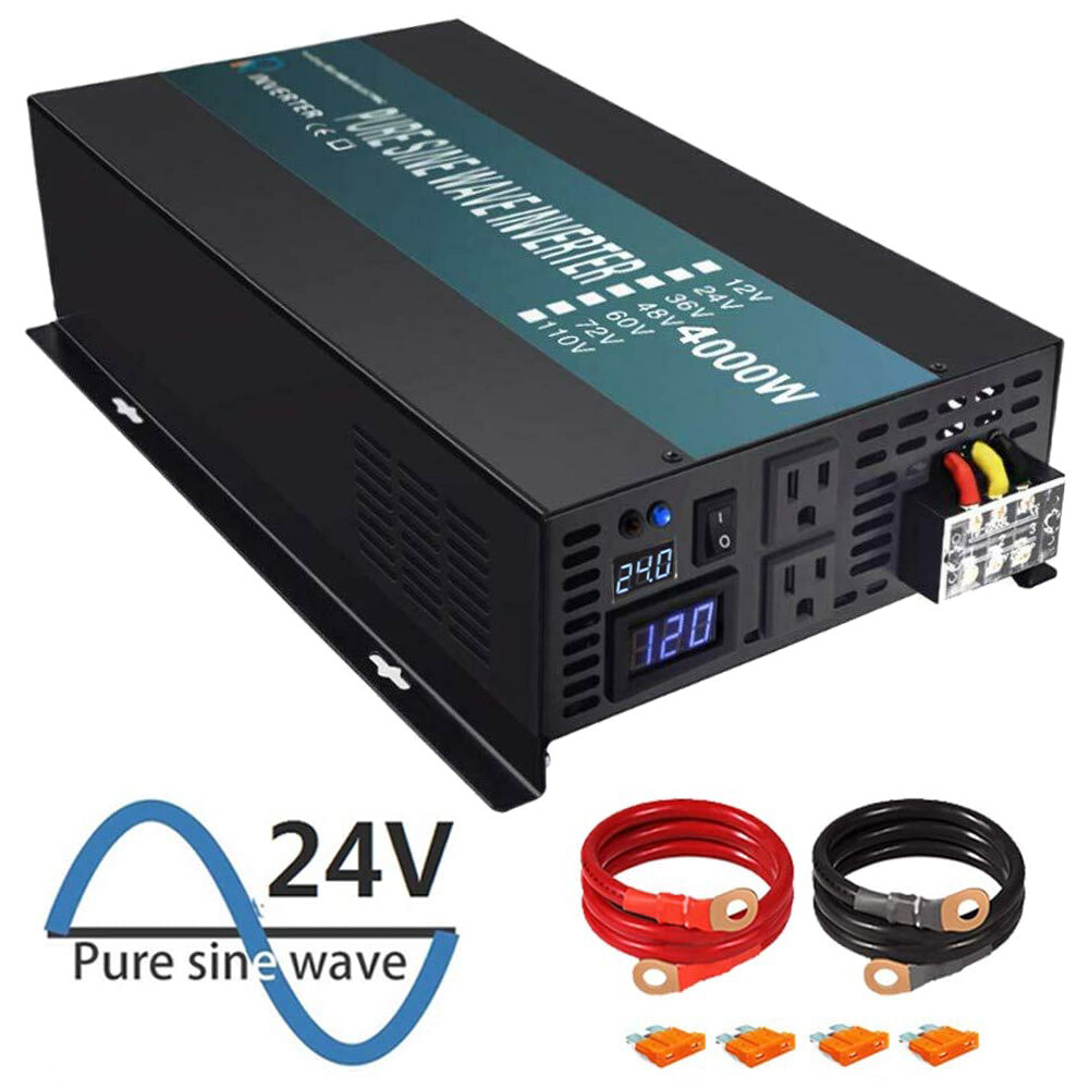 Power Converter 4000 Watt Pure Sine Wave Inverter 24V to 120V Solar Home system
