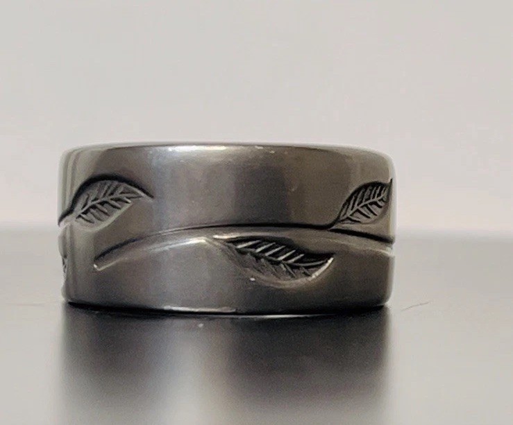 Handcrafted Spoon Rings Leaves Design