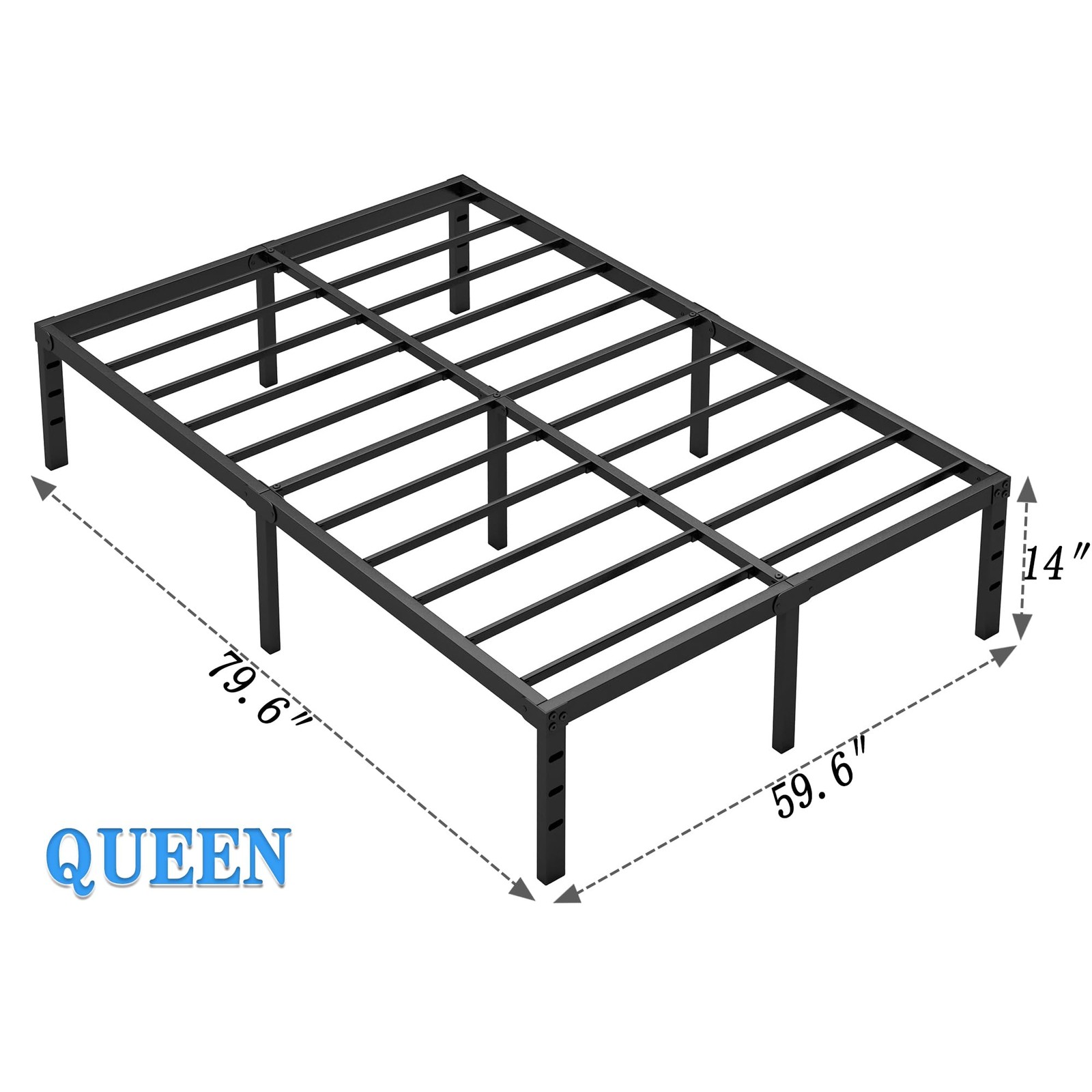 Metal Bed Frame,Queen Size Bed Frame with Storage Space,Heavy Duty Sturdy Mat...