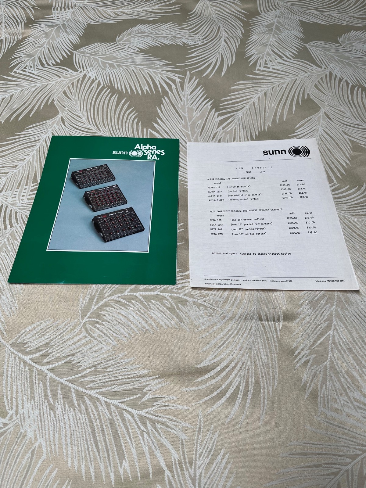 RARE! Vintage 1977 Sunn Original Sound Equipment Brochure & 1978 Price List