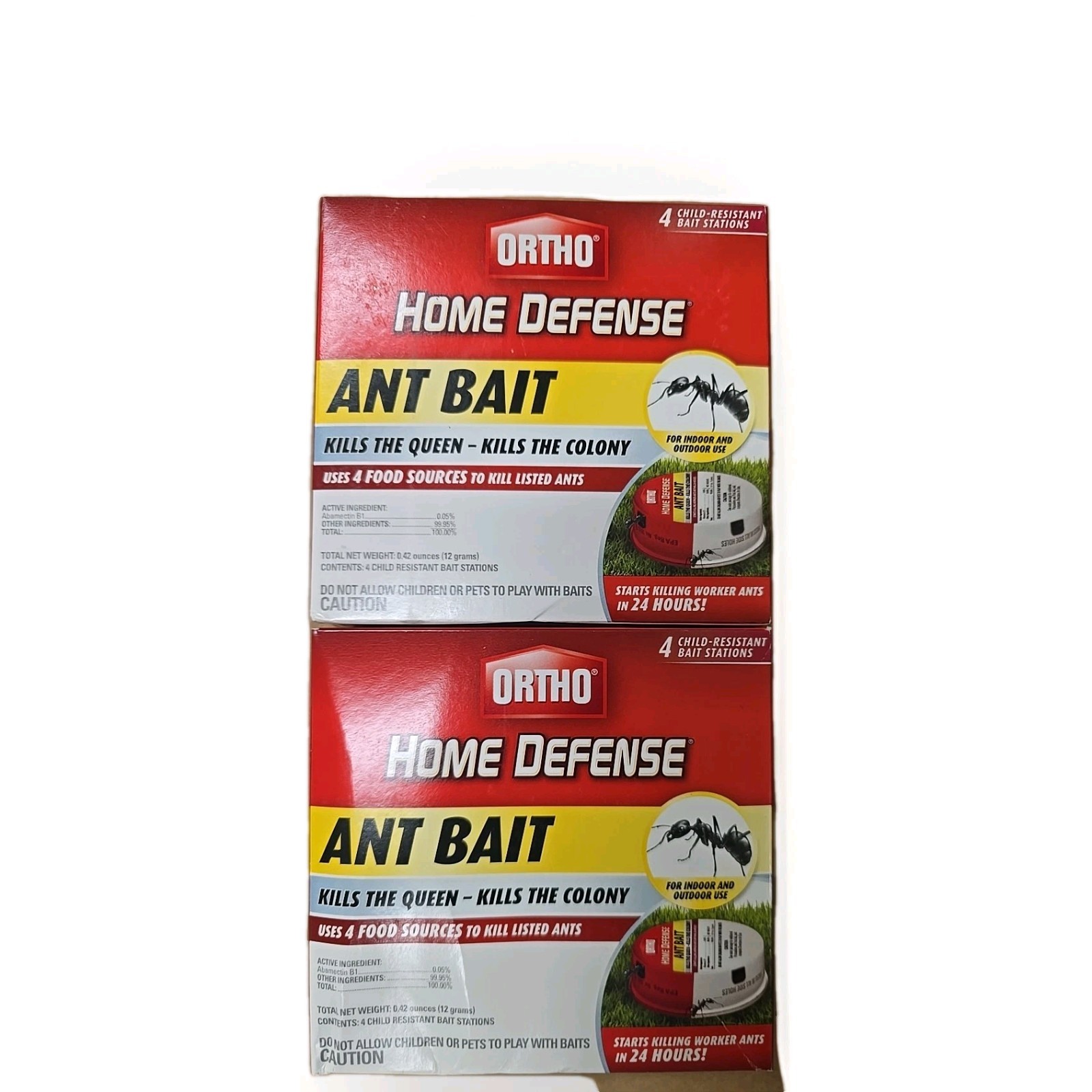 (6) Ortho Home Defense Ant Bait Indoor/Outdoor LOT 6- 4 Pk Bait Stations 24