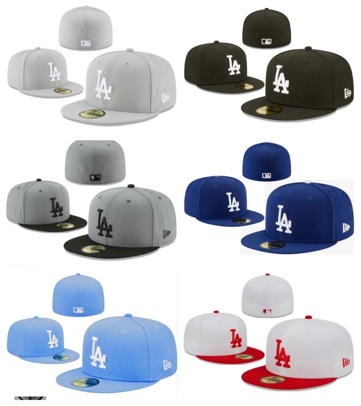 Los Angeles Dodgers Fitted Men's Hats MLB Fashion Baseball Cap Unisex Sun Hat 13