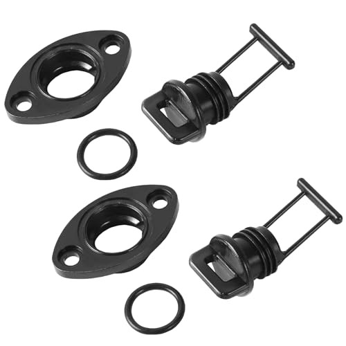 (2-Pack, Black) Gas Tank Drain Plug/Base Replacement with O-Ring Compatible