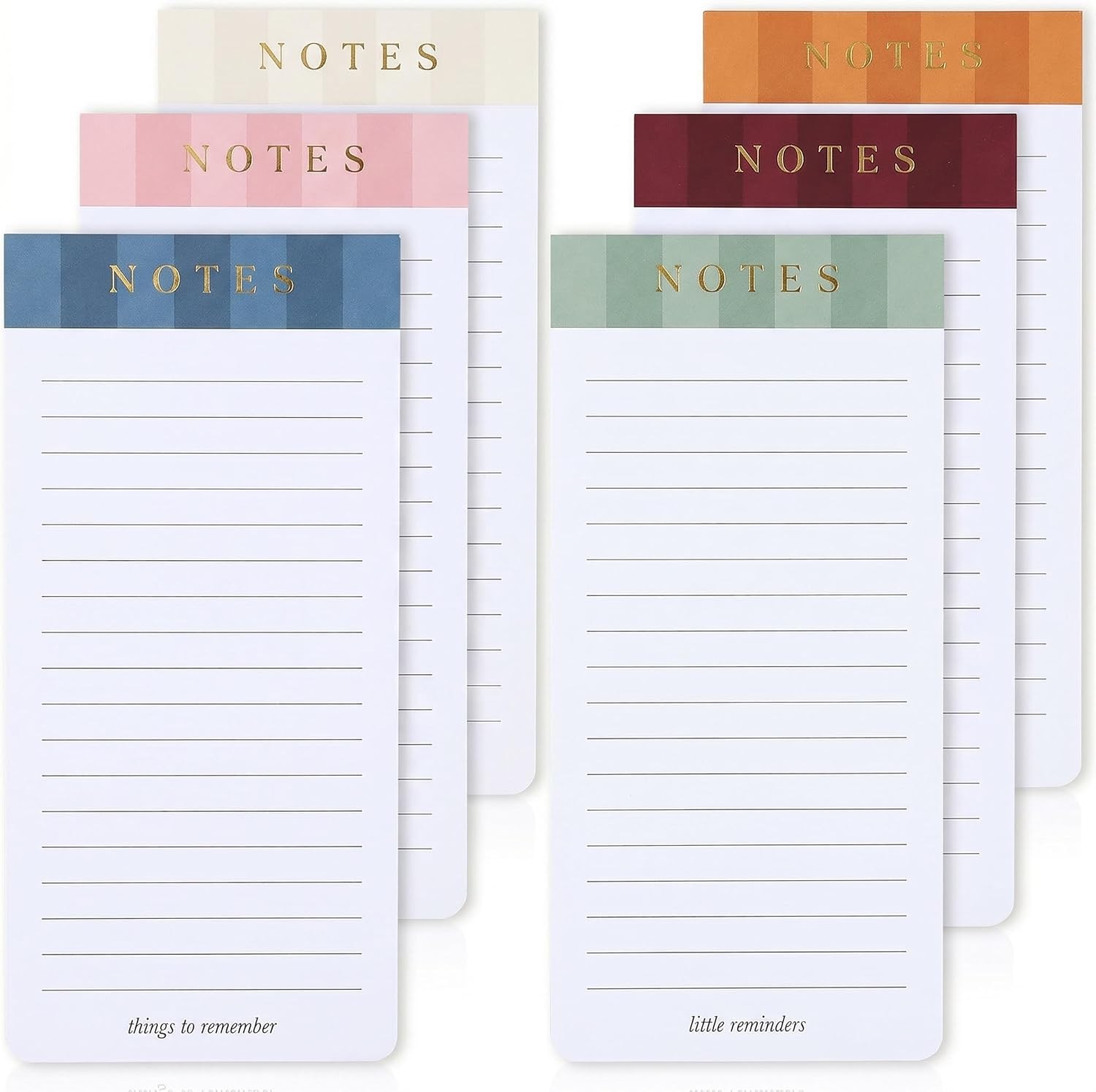 Beautiful Magnetic Notepads for Fridge - Set Of 6 Modern Note Pads with Lined