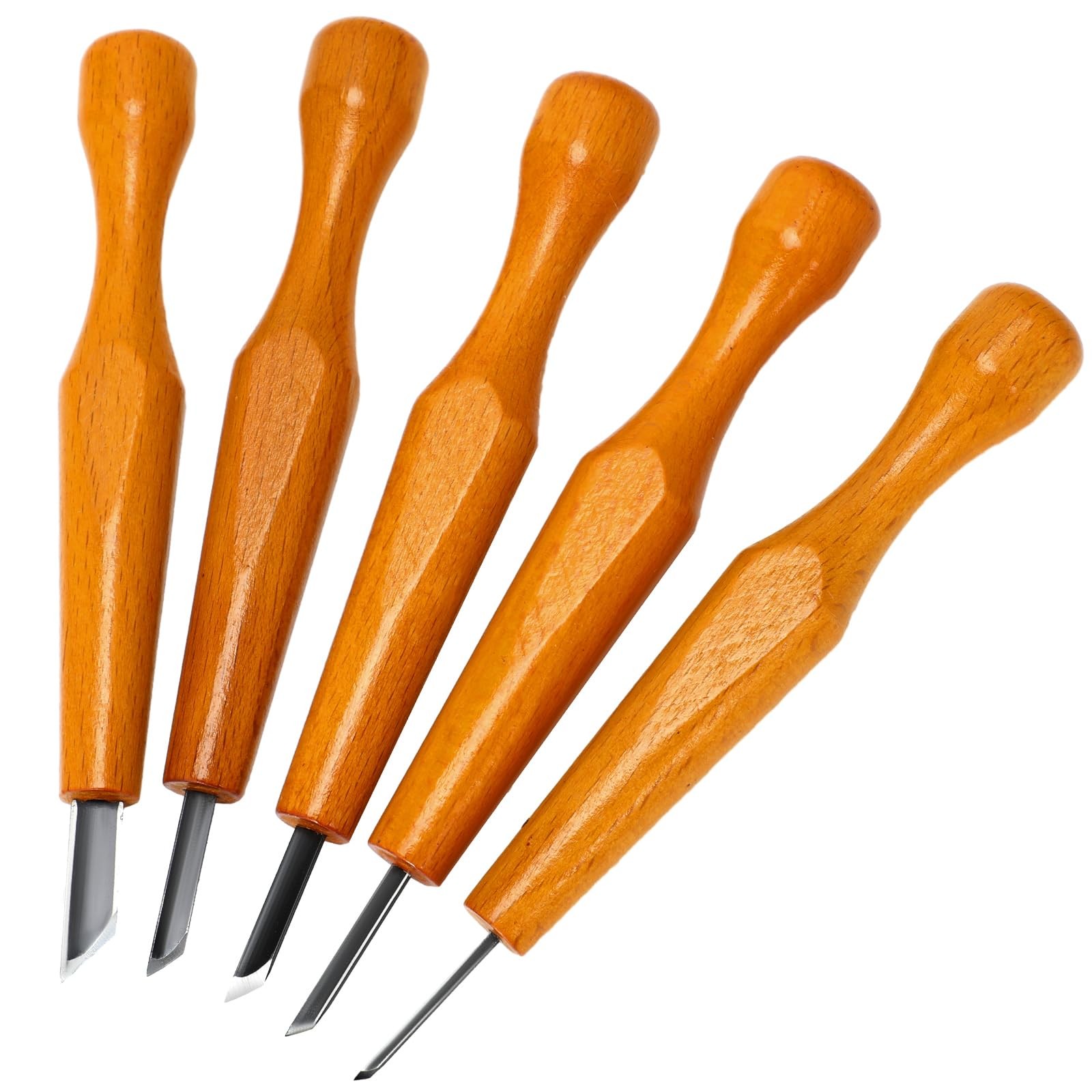 5 PCS Linocut Carving Tools Set Triangular Linoleum Wood Knife Slanted