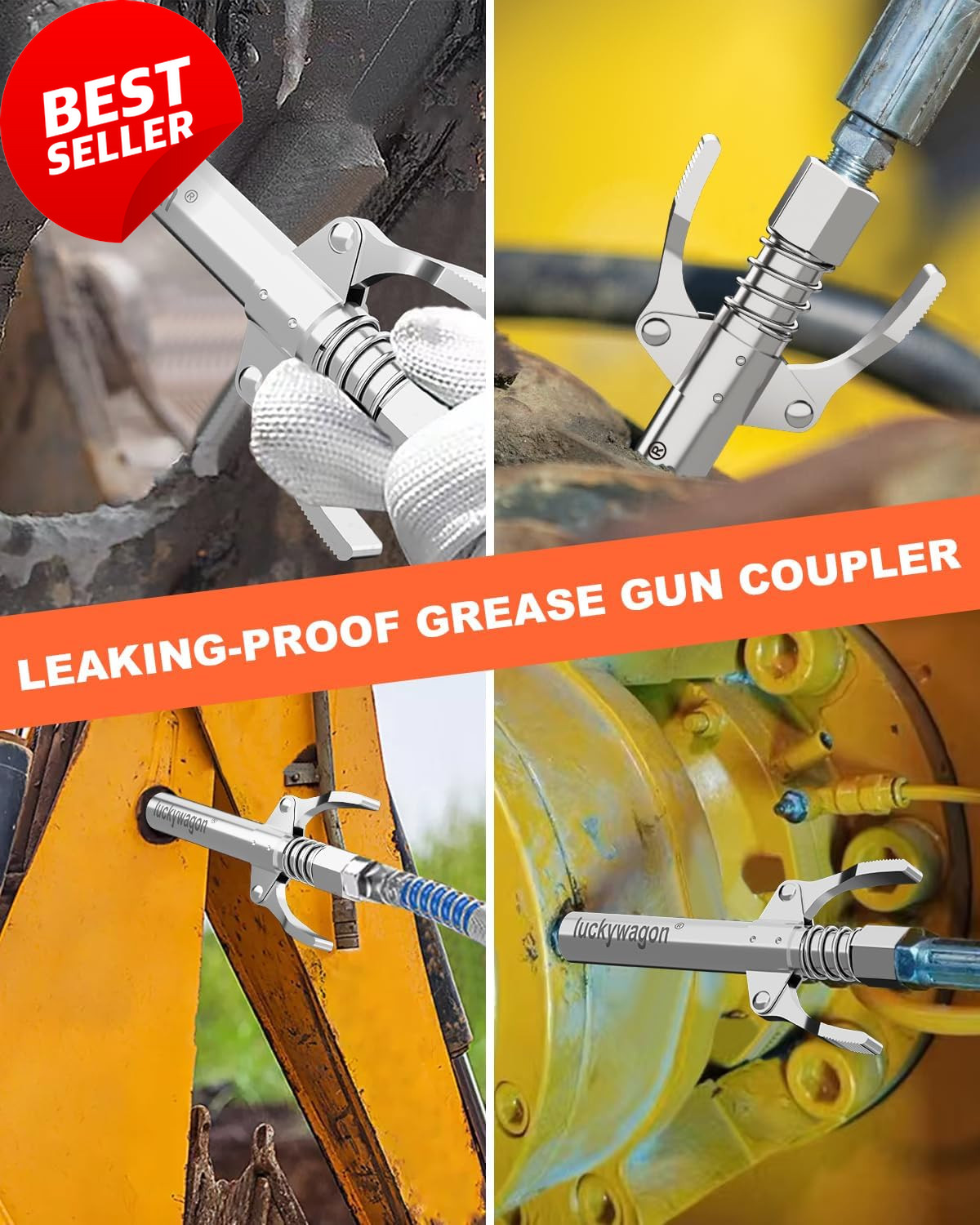 Grease Gun Coupler Extra Long High Pressure 10,000 PSI Quick Locking Release