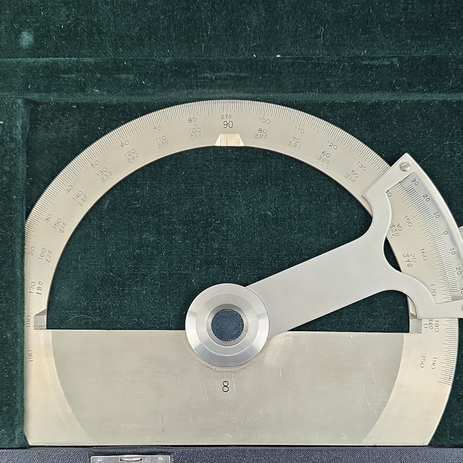 8in Bevel Protractor Semi-Circular Head Angle Gauge, 0-360 Degrees
