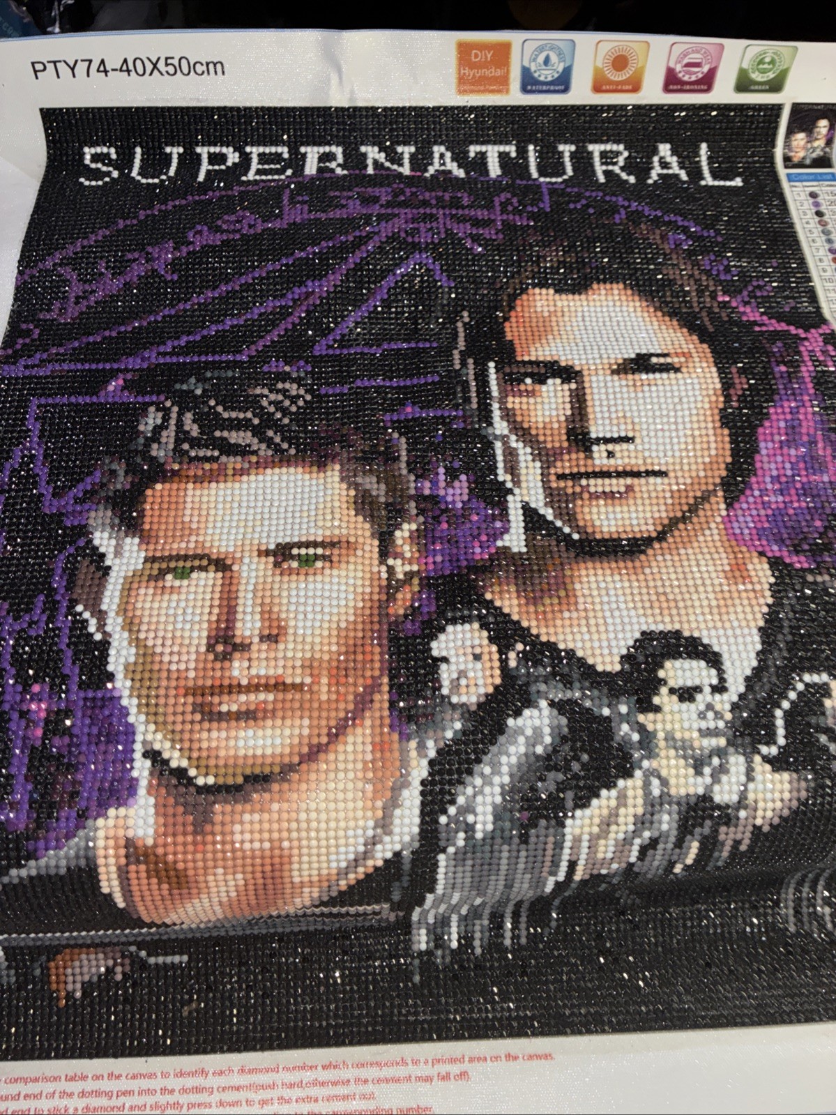 Supernatural Completed 40x50 Cm Diamond Paint Mural  Ready To Frame