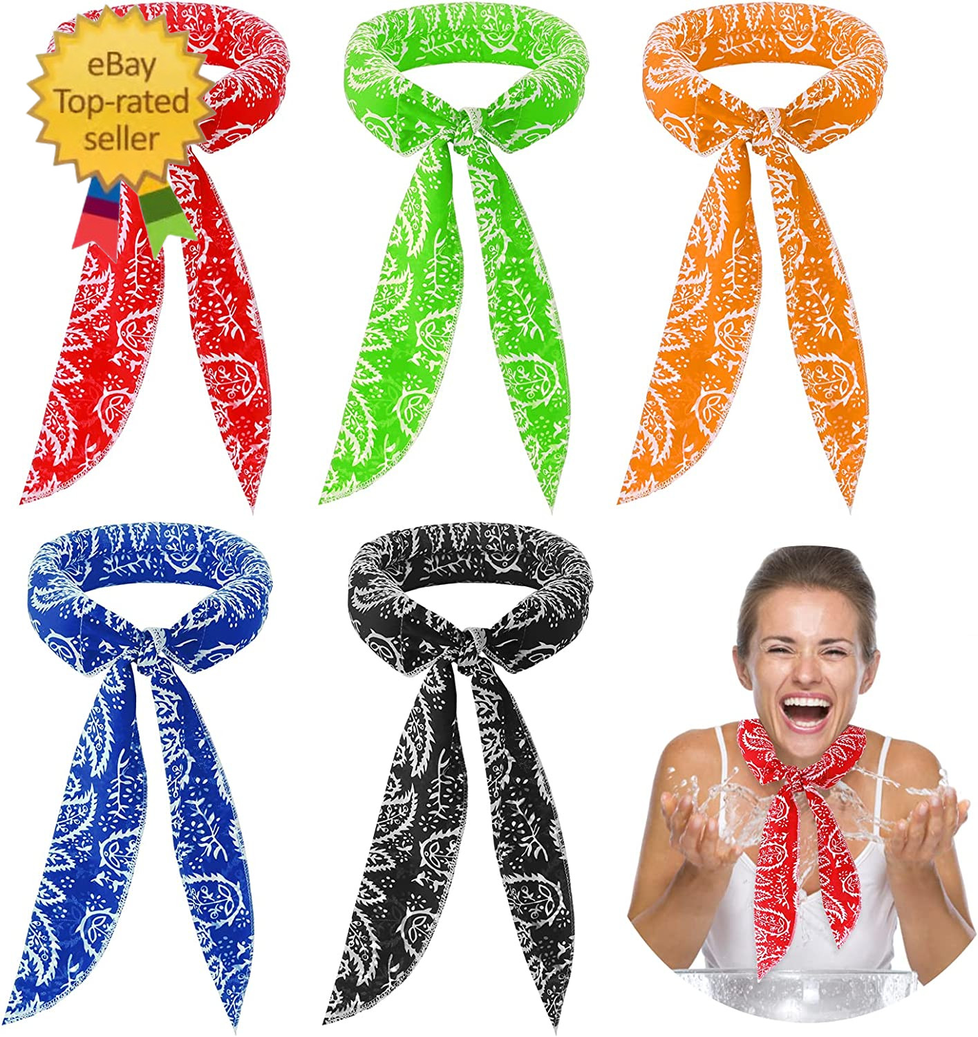 5 Pieces Cooling Neck Wraps, Ice Cooling Scarf Water Soaking Wraps | Neck Bandan