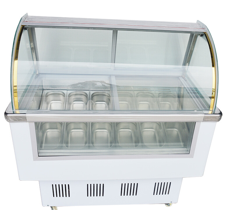 12 Pans Ice Cream Showcase LED Light Gelato Serve Hard Ice Cream Machine 220v