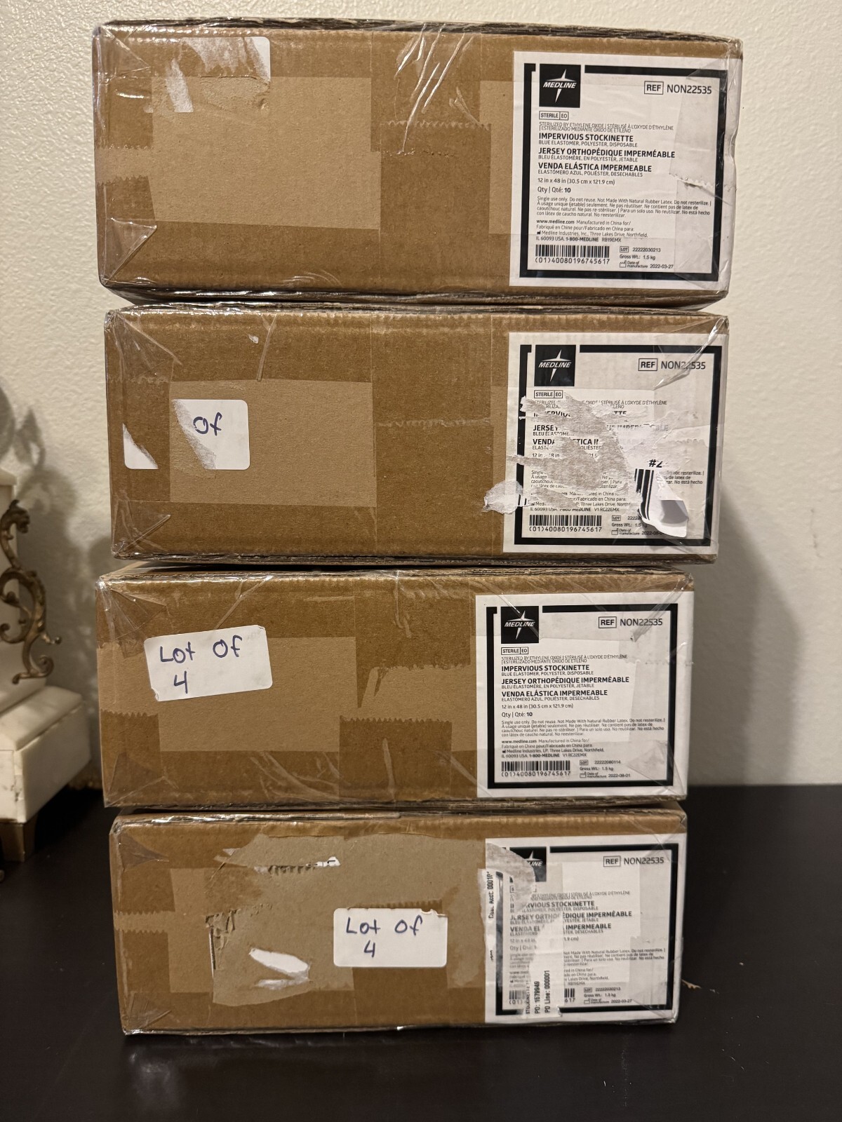 MEDLINE 4 BOXES,   IMPERVIOUS STOCKINETTE Blue Polyester NON 22535, 12x48