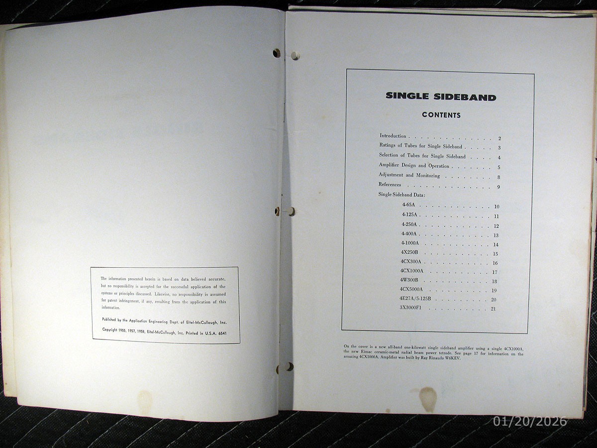 Eitel-McCullough Inc. (Eimac) "Single Sideband" Application Bulletin Number Nine