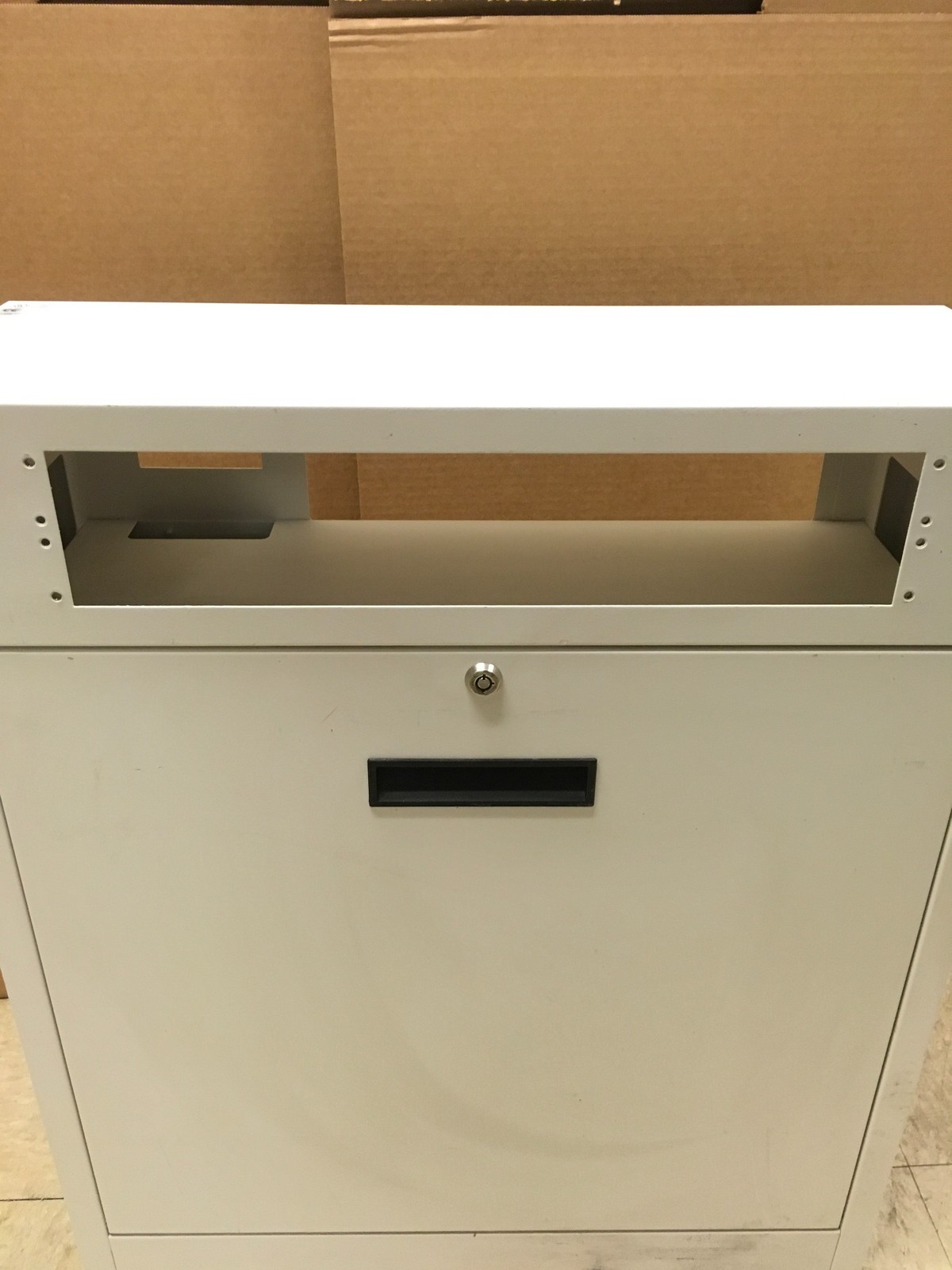 Extron MLM-WB+ White Lockable Metal Wall Box – 4U Rack AV Cabinet Flip-Down