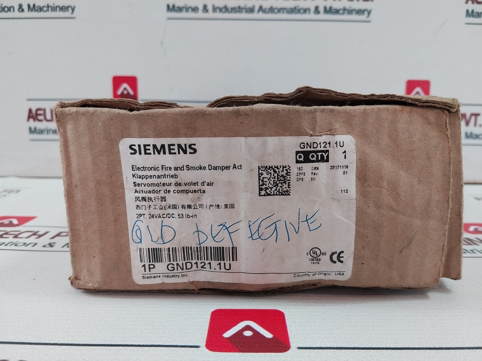 Siemens GND121.1U Electronic Fire and Smoke Damper Actuator 50/60HZ 20VA Run