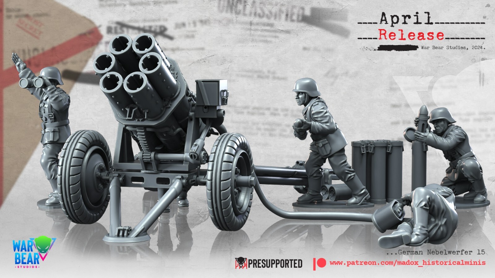 BattleCat Miniature WW2 German 15cm Nebelwerfer Rocket Launcher Bolt Action 28mm